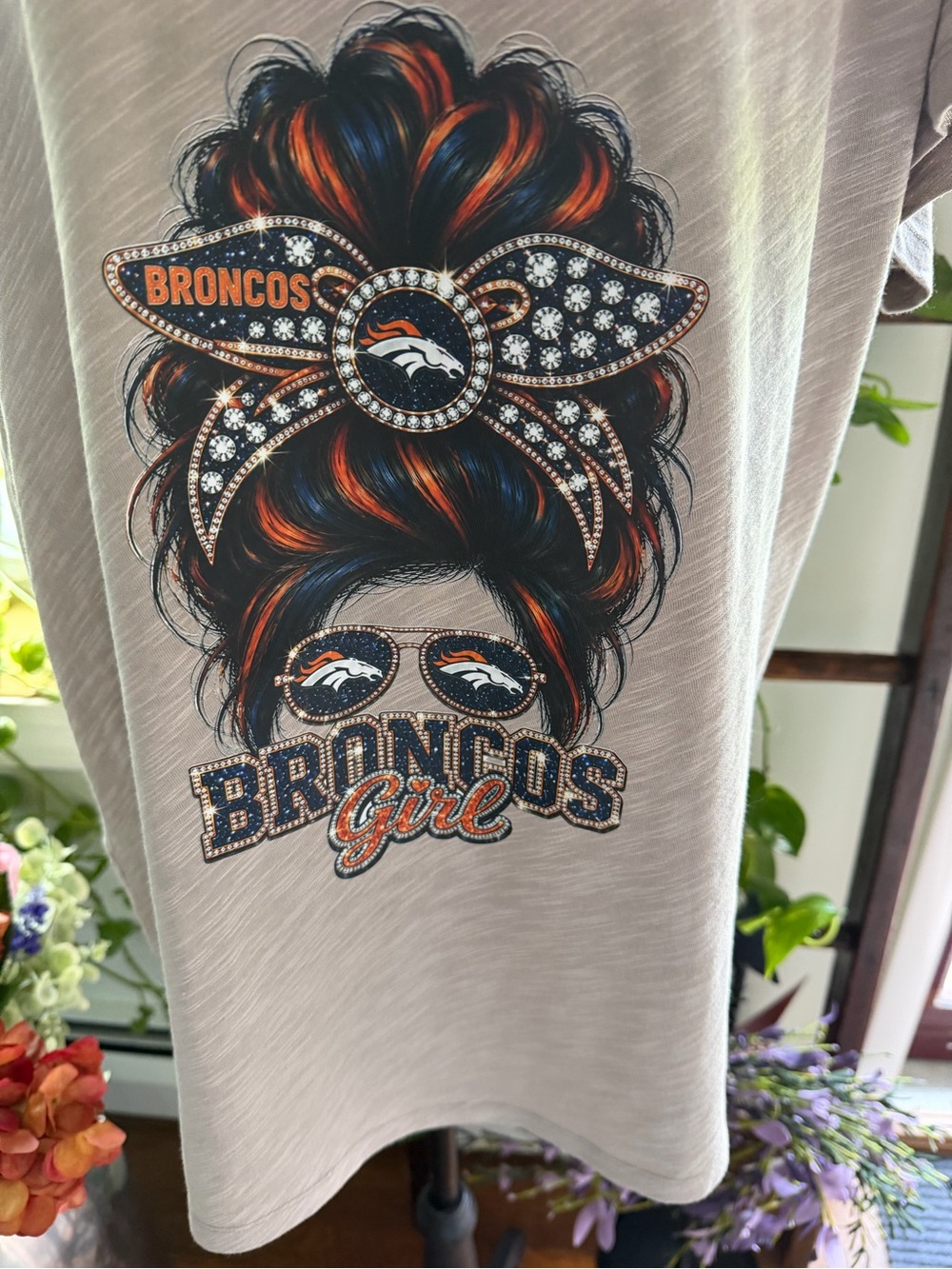 Beige Broncos Girl V-Neck Tee